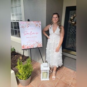 Selfie Leslie - Sheri V-Neckline Embellished Midi Dress White - Size XXL